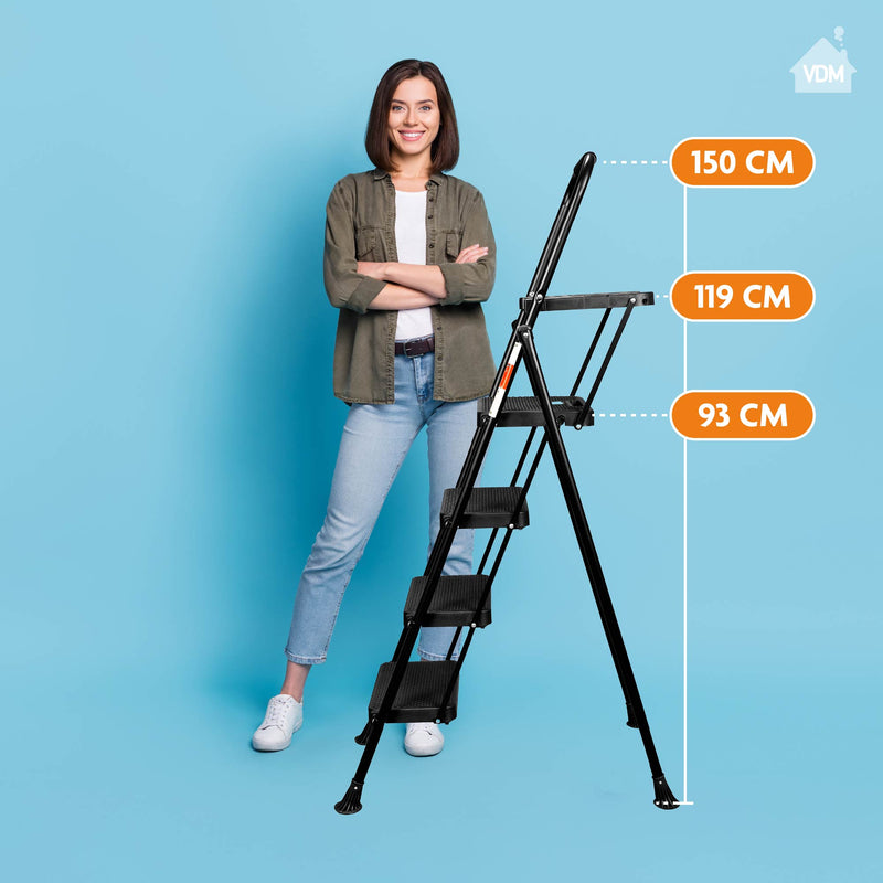 VDM Home Products Keukentrap 4 treden - Huishoudtrap met gereedschapstray