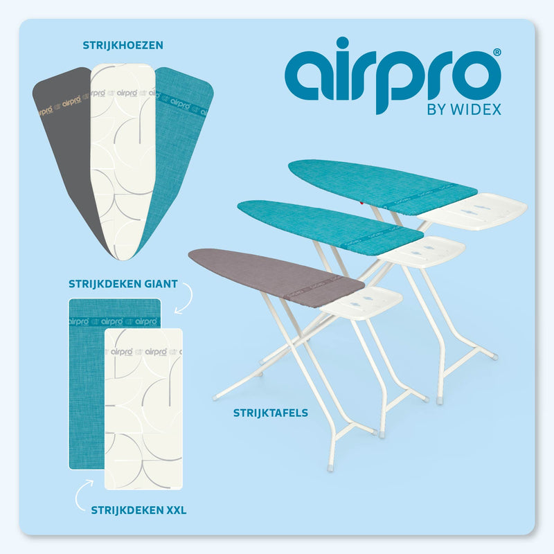 AIRPRO By Widex Strijkplank - 125 x 52 XL - 50% Sneller strijken - Extra duurzaam - Inclusief gratis Airpro Strijkplankhoes