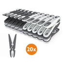 Laundryspecialist - Extra sterke wasknijpers met soft-grip - Set van 20 - 40 - 60 of 80 stuks grijs/wit