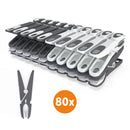 Laundryspecialist - Extra sterke wasknijpers met soft-grip - Set van 20 - 40 - 60 of 80 stuks grijs/wit
