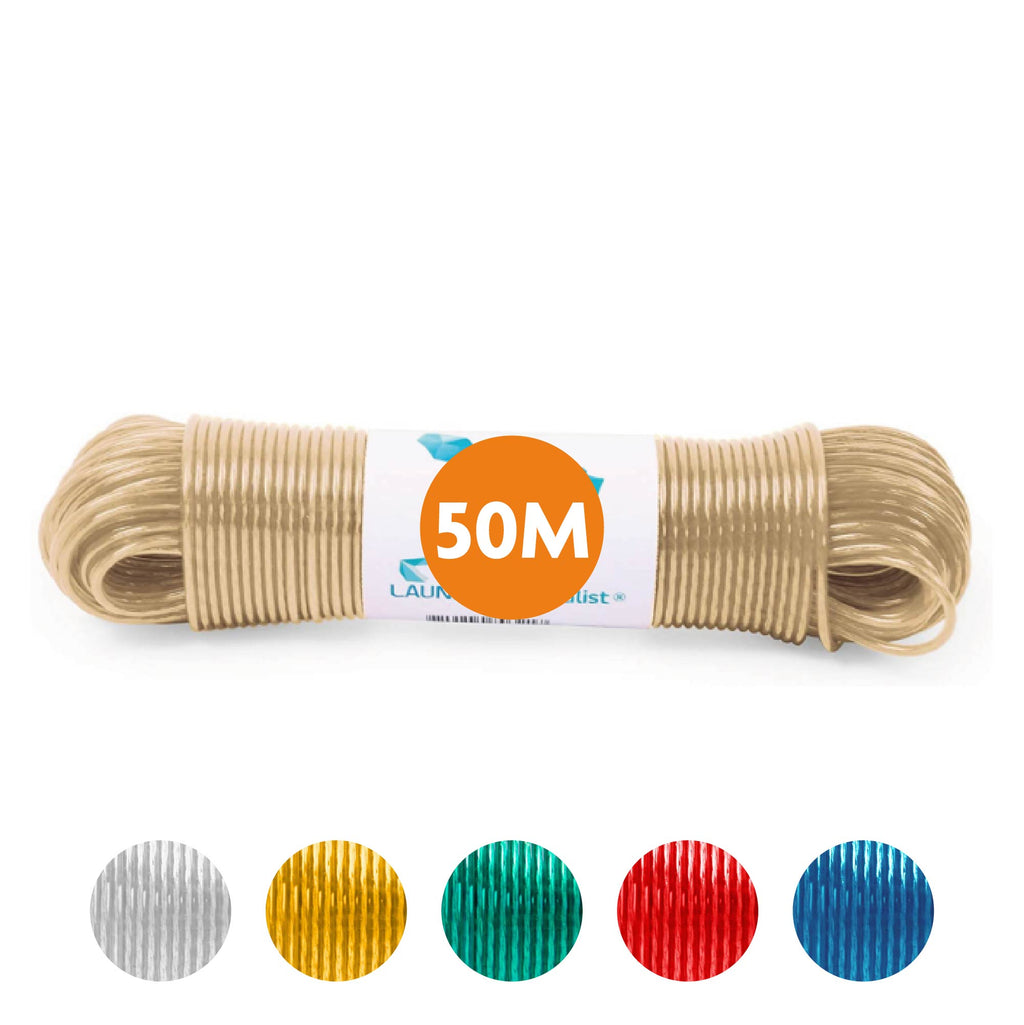 Waslijn met stalen kern, 50 m lang, extra sterk, met kleurechte coating, niet alleen Waslijn met stalen kern, 50 m lang, extra sterk, met kleurechte coating, niet alleen