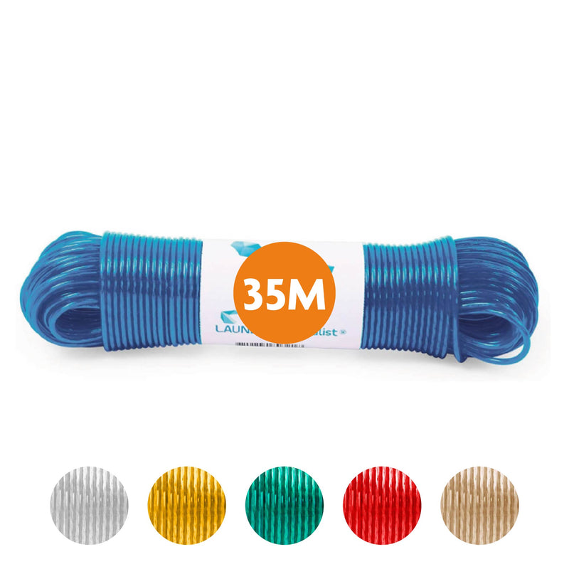 Waslijn met stalen kern 35 meter - Blauw