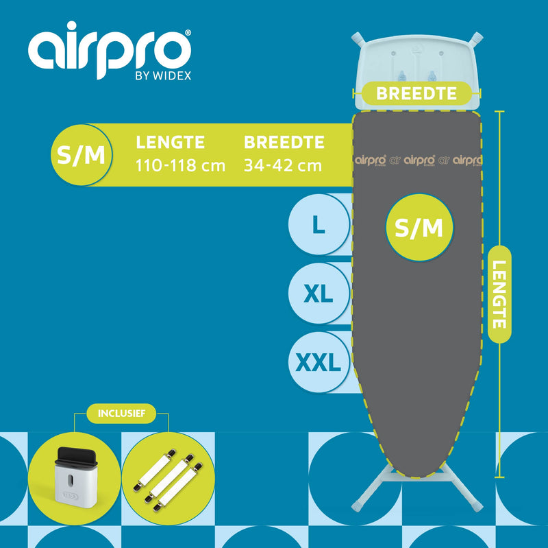 Airpro By Widex Strijkplankhoes - 6 laags - Antraciet - Tot 50% sneller strijken