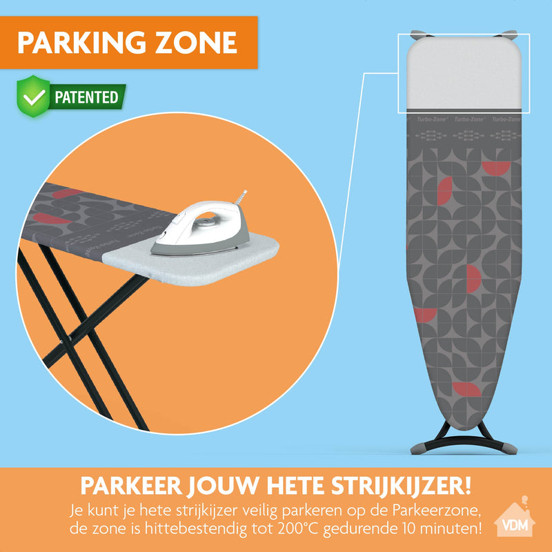 Strijkplankhoes met glijzone & hittebestendige parkeerzone - 3 Laags - Red dot