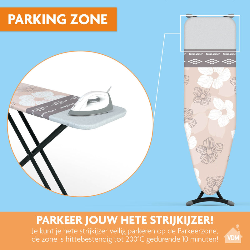 Strijkplankhoes met glijzone & hittebestendige parkeerzone - 3 Laags - Bloemen